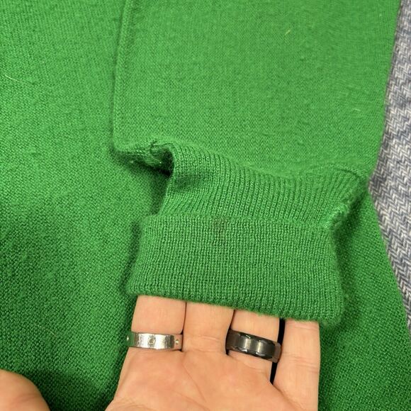 Vintage The Fox Knit Sweater Green Soft Wool V-Neck JC Penny Mens Large 60s 70s - Picture 5 of 6